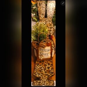 Leopard print Easter Bunny wood design